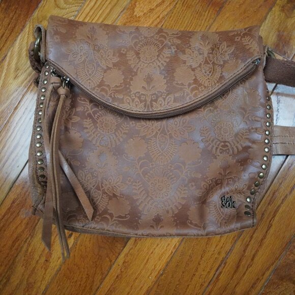THE SAK Silverlake leather women's crossbody bag brown floral embossed - Picture 3 of 8